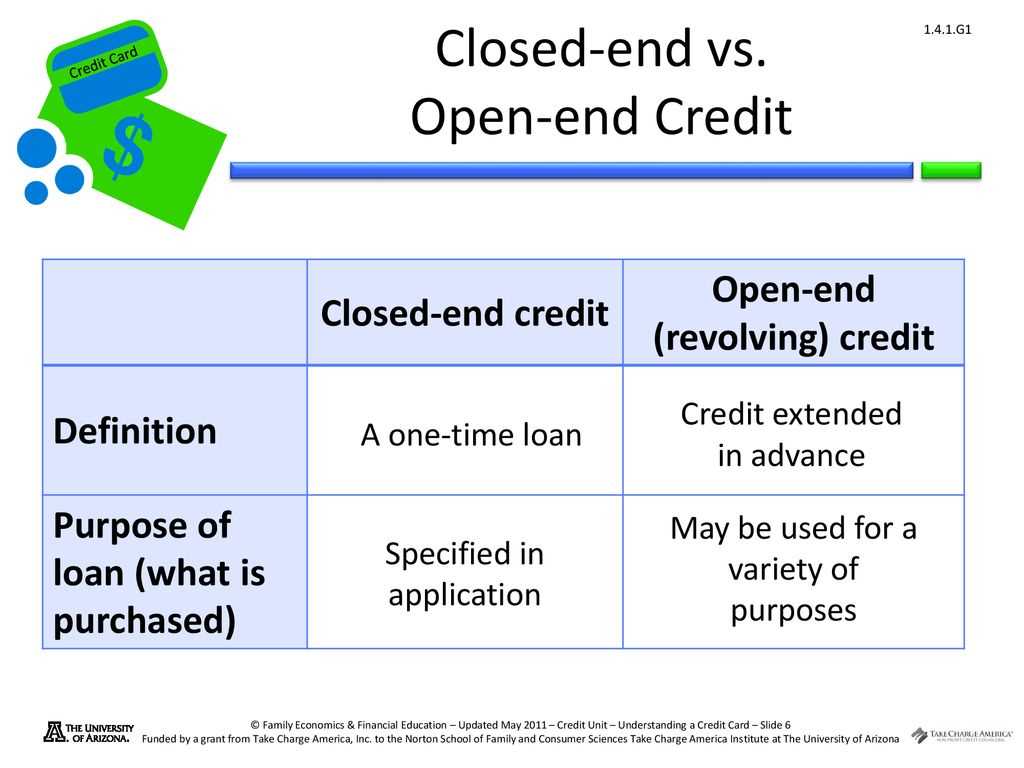 Comparison to Closed-End Credit