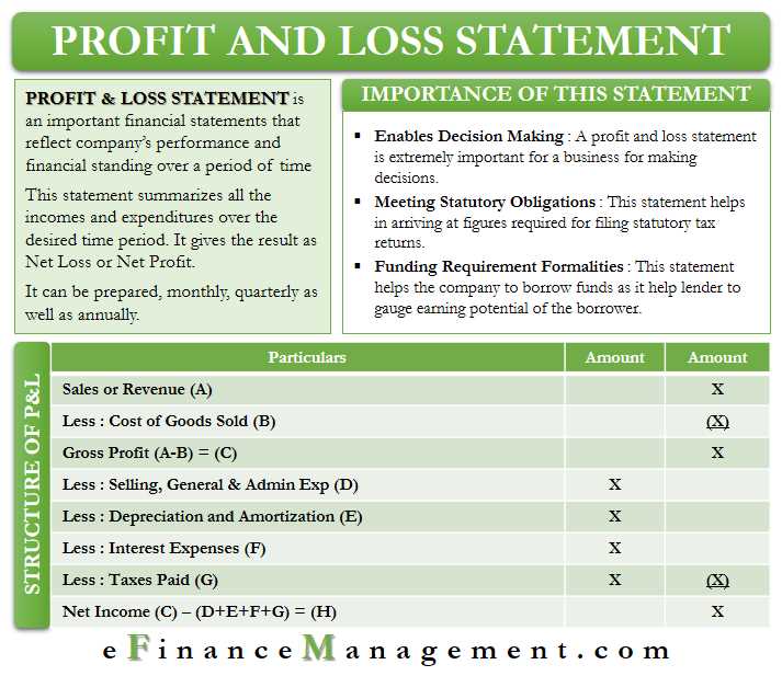 Importance of the Profit and Loss Statement